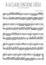 Téléchargez l'arrangement pour piano de la partition de A la claire fontaine créole en PDF